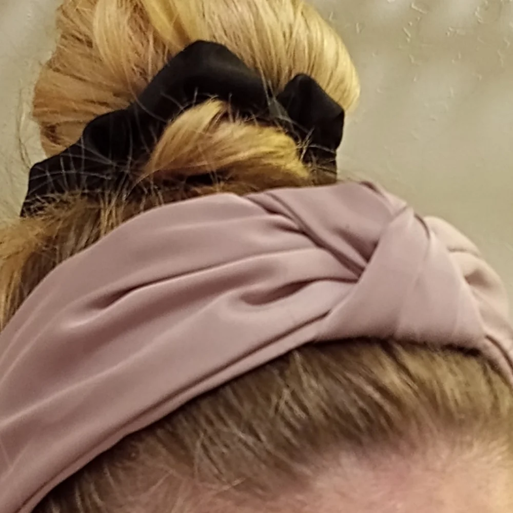 Dusty Rose / Mauve Satin Knotted Top Wide Headband